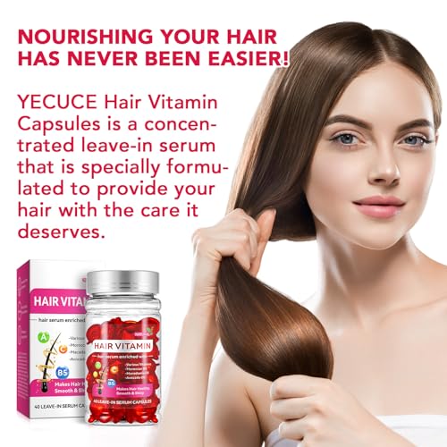 Hair Treatment Serum Capsule 40 pcs, Hair Vitamin Serum for Women & Men, No Rinse with Argan Macadamia Avocado Oils, Hydrates, Smoothes and Repairs