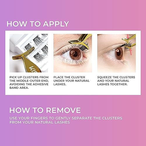 KISS imPRESS Falsies False Eyelashes, Lash Clusters, Spiky', 16 mm, Includes 20 Clusters, 1 applicator, Contact Lens Friendly, Easy to Apply, Reusable Strip Lashes