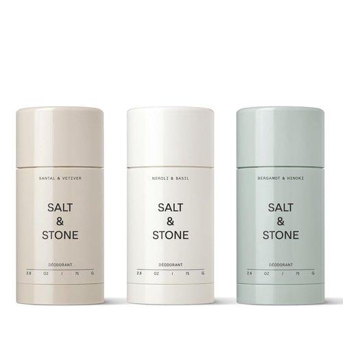 Salt & Stone Aluminum-Free Deodorant - Extra Strength 48-Hour Protection | Trio Set with Seaweed Extracts, Niacinamide & Prebiotics