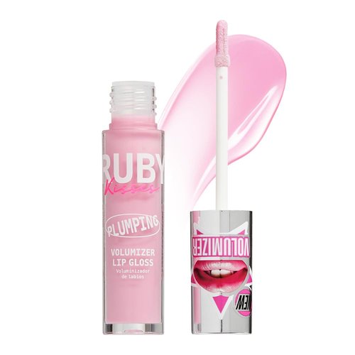 Ruby Kisses Plumping Lip Gloss - Hydrating High-Shine Volumizing Formula with Hyaluronic Acid & Vitamin E | Baby Pink, 0.15 Fl Oz