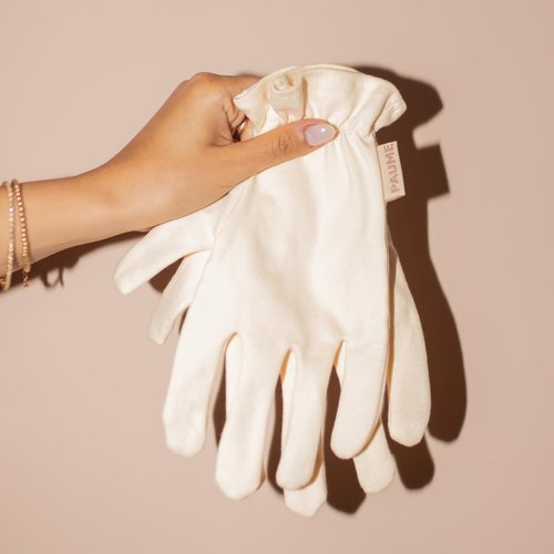 PAUME Overnight Hydration Gloves - 100% Organic Cotton for Dry, Cracked Hands | 1 Pair of Healing Moisturizers