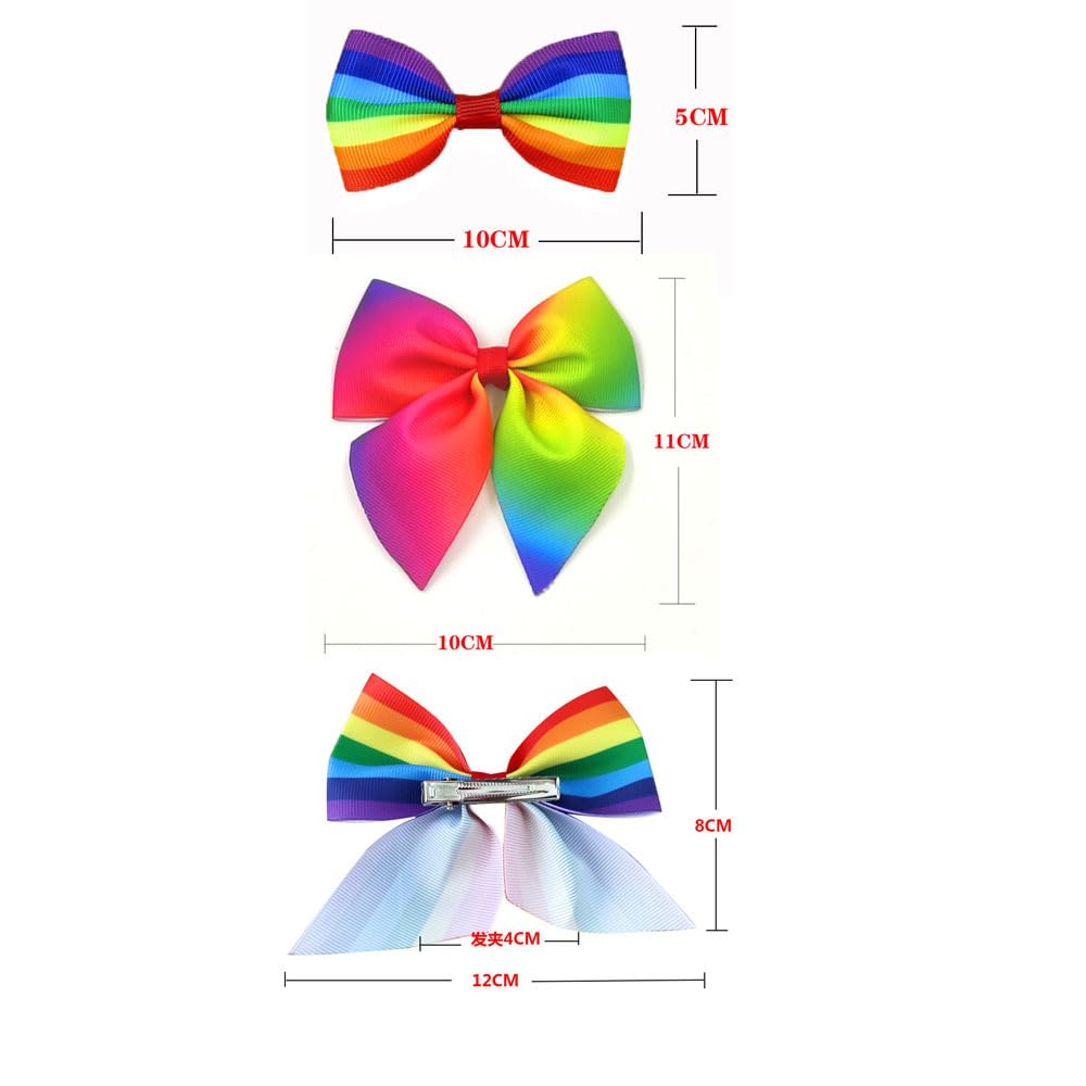 Rainbow Hair Clip Pin Bow Girls Ribbon Hair-bow Hairclips Hair Accessories JHP01 (Set J)