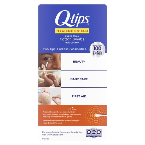 Q-Tips Antimicrobial Cotton Swabs - 300 Count, Pack of 12 for Effective Cleaning and Care