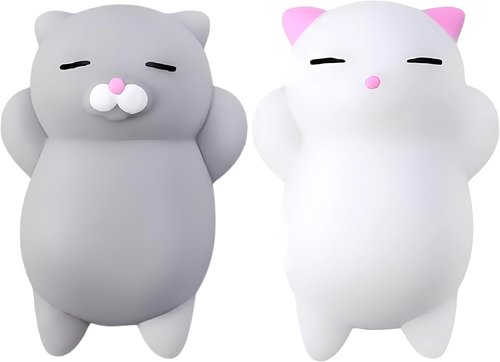 Nutty Toys Squishy Cat Set - 2" Soft Silicone Kawaii Kitties | Unique Stress Relief Toy for Kids & Adults