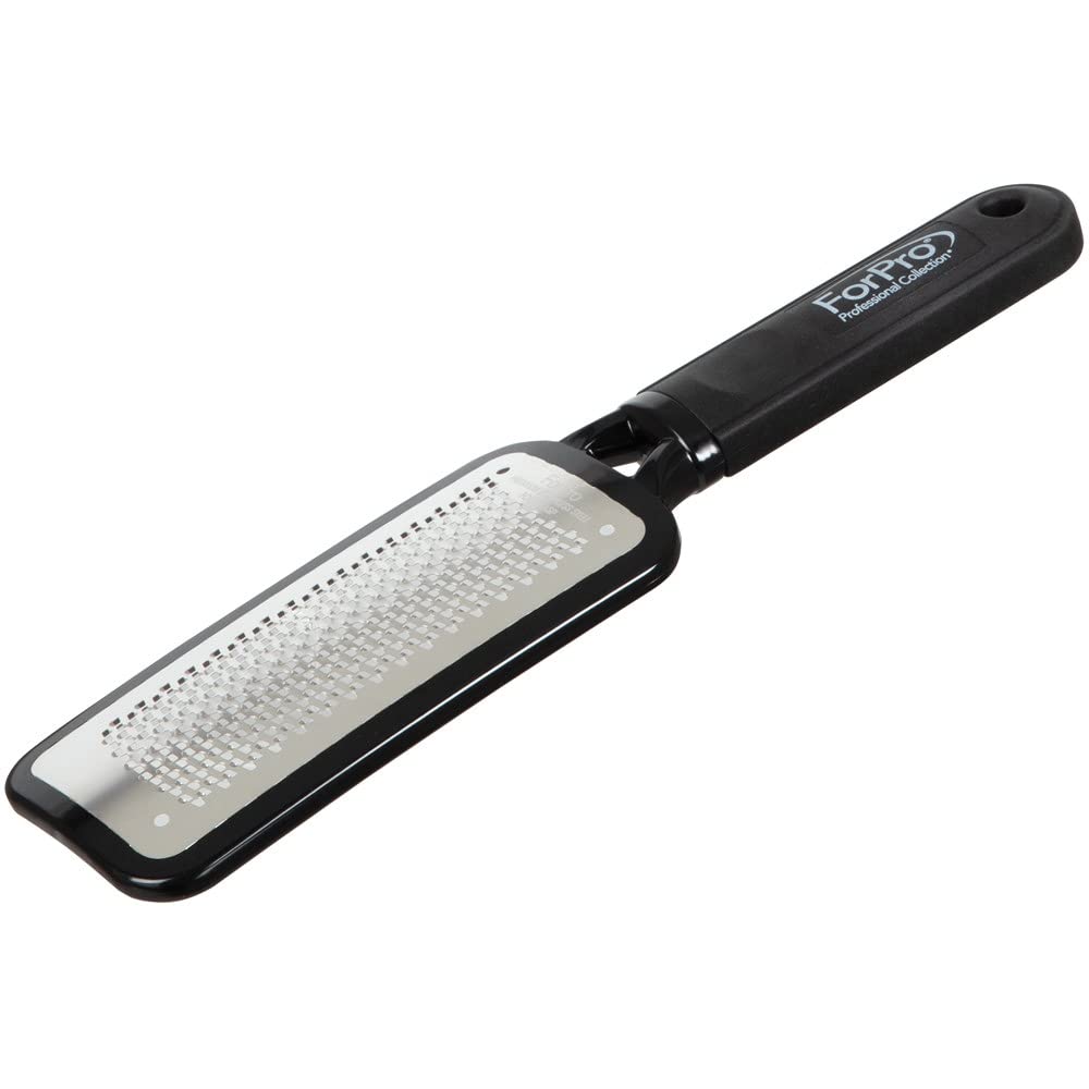 ForPro Professional Collection Premium Stainless Steel Foot Rasp - Colossal Callus Remover & Cracked Heel Smoother, 10.75" L x 2.75" W, Black