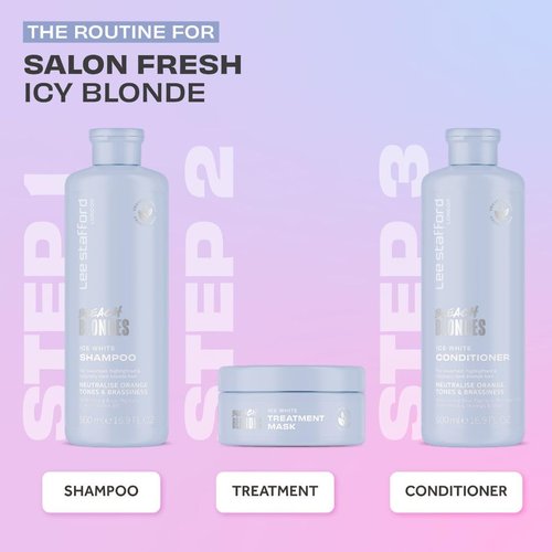 Lee Stafford Blue Toning Shampoo - Corrects Brassy & Orange Tones for Bleach Blonde Hair | 16.9 Fl Oz