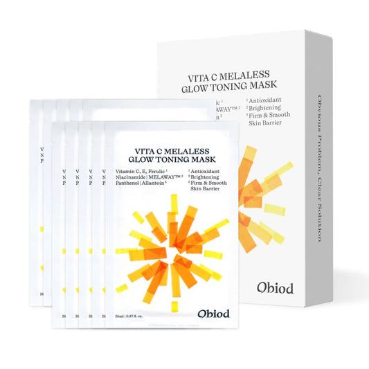 Vita C Melaless Glow Toning Mask - Vegan Vitamin C & Niacinamide Hydration | 26ml x 10 Pack
