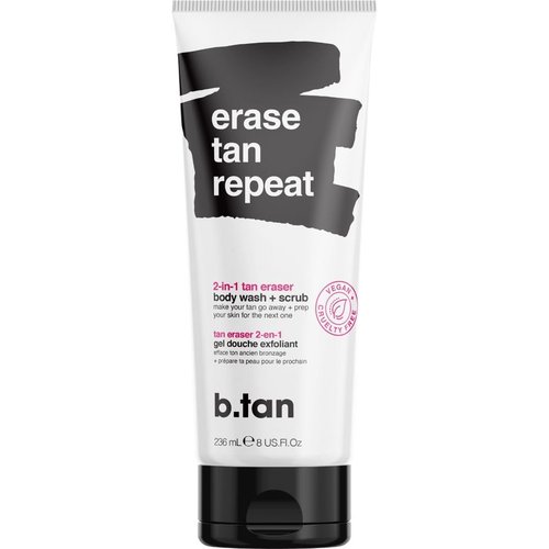 b.tan Self Tan Remover & Body Wash - 2-in-1 Exfoliator & Cleanser for Dark Tans, 8 Fl Oz
