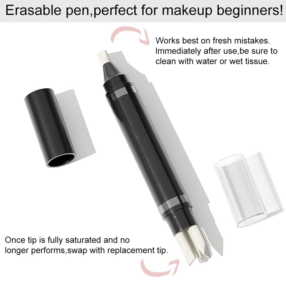 Skiennix Eye Makeup Remover Pen - Instant Touch-Up Eraser for Lipstick & Eyeliner | Travel-Friendly with 3 Replacement Heads