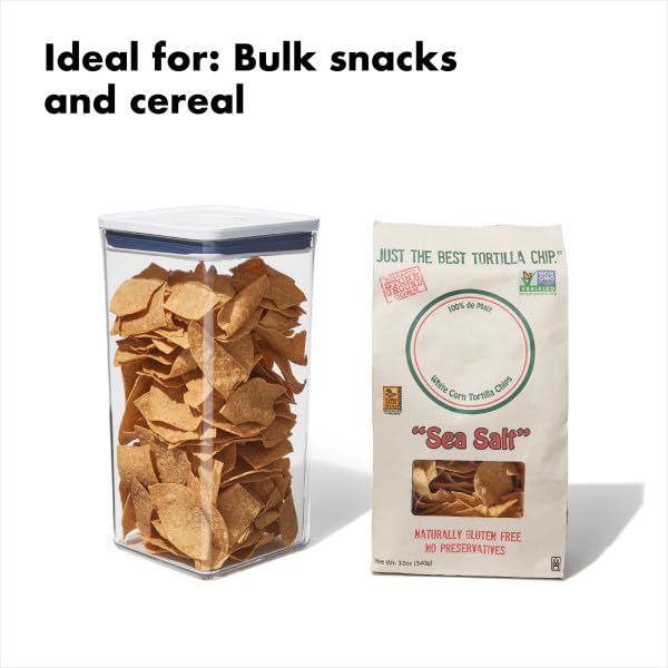 OXO Good Grips POP Container - Airtight Food Storage - Small Square Tall 2.3 Qt Ideal for spaghetti, linguini and lasagna