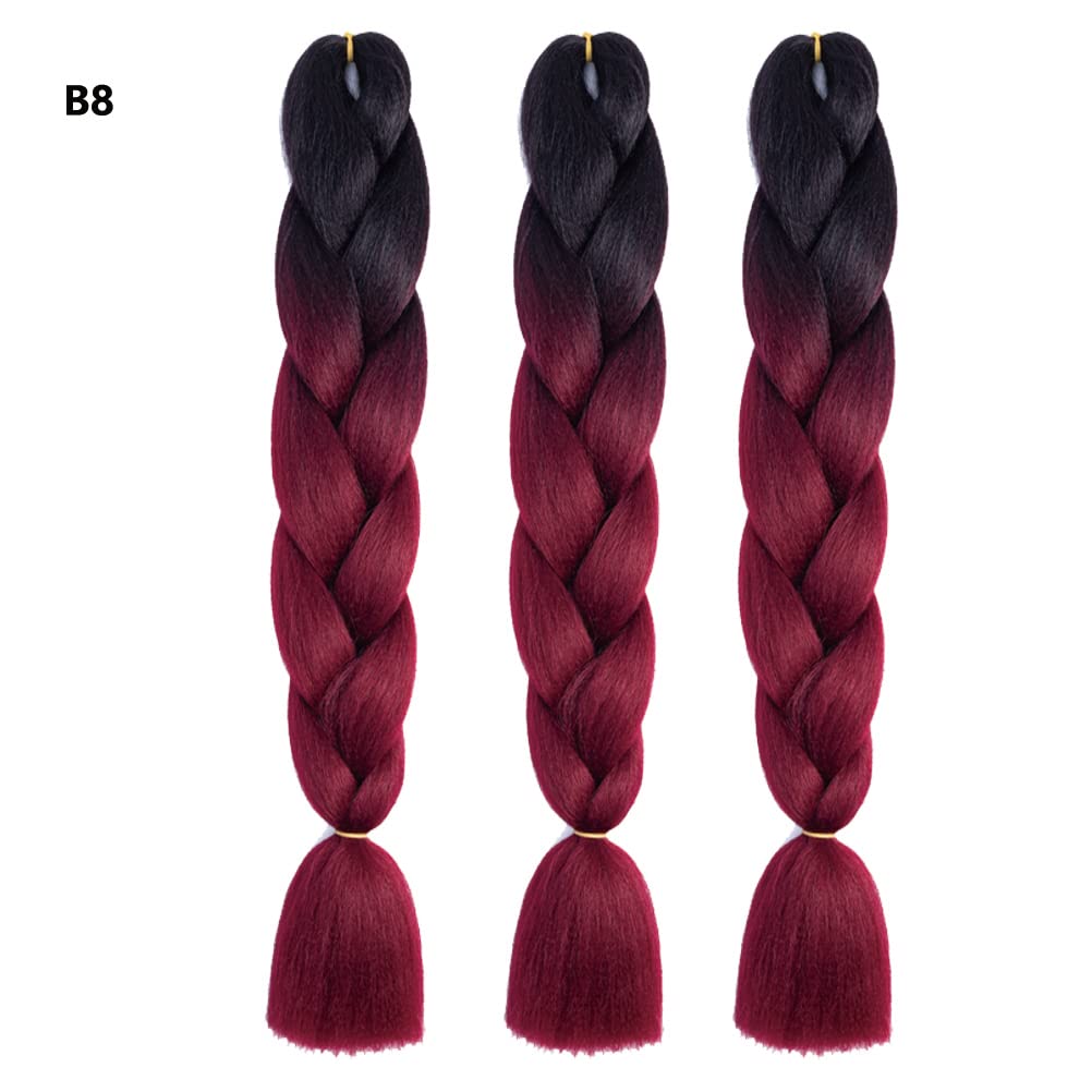 Xiaofeng Braiding Hair Extensions for Women 3 Packs 100g/Pack 24Inch High Temperature Ombre Jumbo Synthetic Braiding Hair for Twist Crochet Braids (24 Inch (Pack of 3), B8)