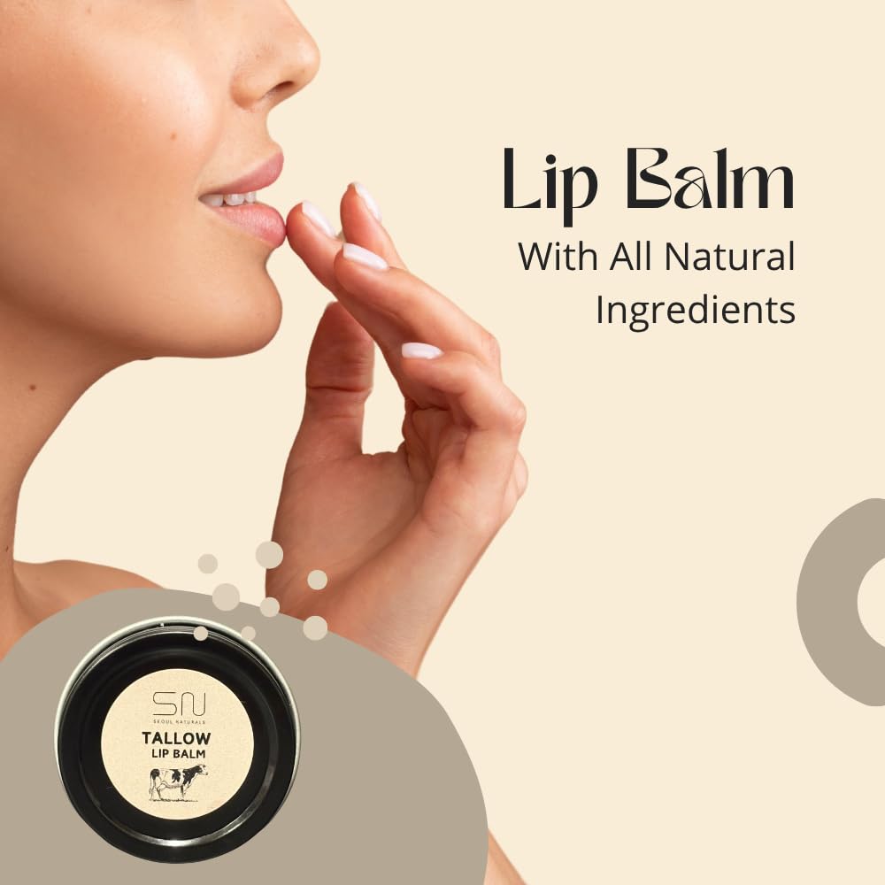 Seoul Naturals Tallow Lip Balm - Vanilla Flavor | Nourishing 0.5 oz Tin for Soft Lips
