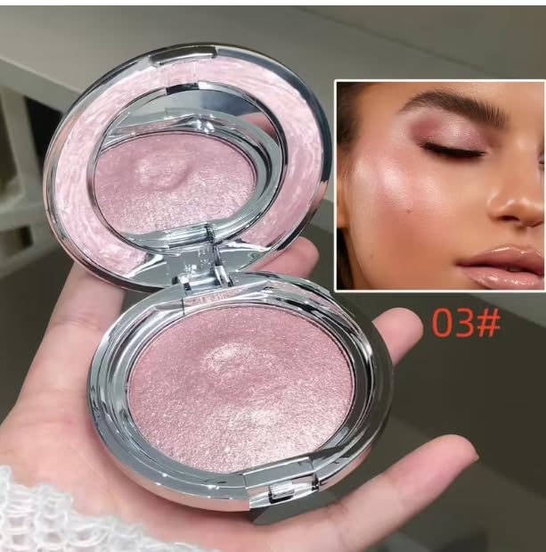 White Moonlight Highlighter - Waterproof Diamond Glow Shimmer for Face & Body | Icy Metallic Finish, Long-Lasting Radiance