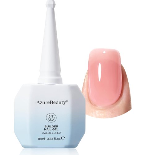 AZUREBEAUTY Builder Nail Gel - 7-in-1 Jelly Peach, 18ml | Beginner-Friendly 30-Day Nail Strengthener for DIY Home Salon