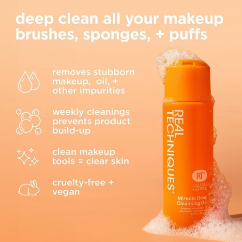 Real Techniques Miracle Deep Cleansing Gel - Vegan & Cruelty-Free Makeup Brush Cleaner, 4 fl. oz.