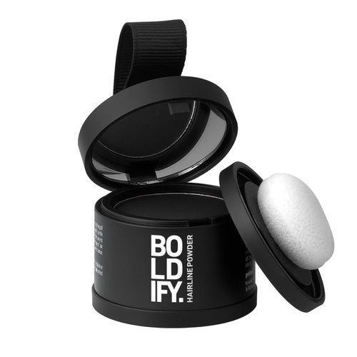 BOLDIFY Hairline Powder - Water-Resistant Root Touch Up Hair Color for Gray Coverage - 24-Hour Stain-Proof, Mess-Free Hair Powder for Thinning Hair - Black