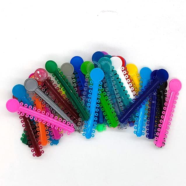 Easyinsmile 1040PCS Dental Orthodontic Ligature Ties and Orthodontic Ligature Gun Tools Elastic Ligature Ring Brace Rubber Bands (Multicolor & Tool)
