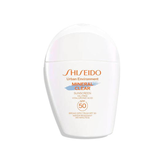 Shiseido Urban Environment Mineral Clear Sunscreen SPF 50 | Enhances Skin Tone & Radiance | Water-Resistant - 1 fl oz