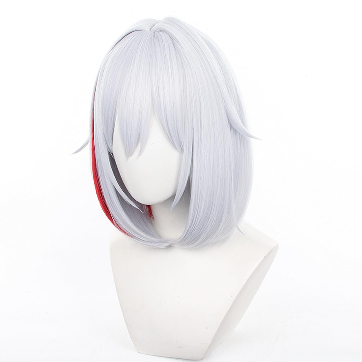 XiongXiongLe Honkai Star Rail Topaz Cosplay Wig Middle Long White with Red Mixed Bob Head Hair Wigs for Women Girls Cos Anime Game Party Halloween Christmas(Topaz)