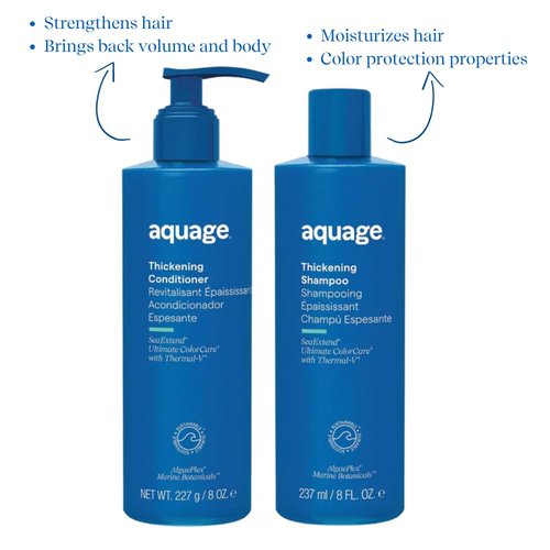 AQUAGE Thickening Shampoo & Conditioner Bundle - Enhance Volume & Texture for Fine Hair | 8 Oz Each
