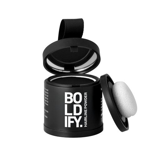 BOLDIFY Hairline Powder (LARGE, 10g) - Water-Resistant Root Touch Up Hair Color for Gray Coverage - 24-Hour Stain-Proof, Mess-Free Hair Powder for Thinning Hair - Black