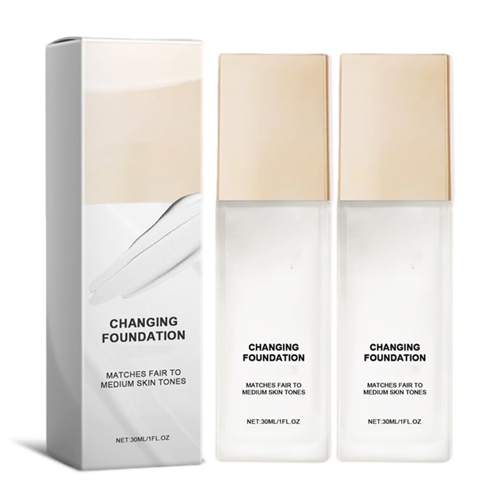 Skiennix Color Changing Foundation - SPF 15, Hydrating Full Coverage for Fair to Medium Skin Tones | 2 Packs