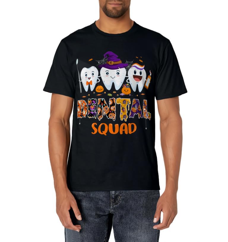 Dental Squad Cute Halloween Trick or Teeth Pediatric Dentist T-Shirt