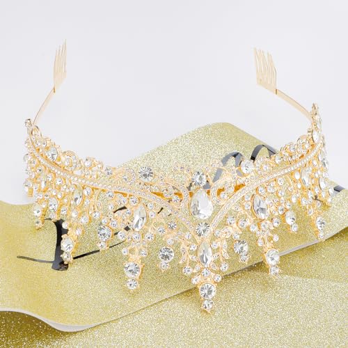 Canitor Sweet 16 Birthday Sashes and Tiaras for Girls 16th Crowns and Sash for Women 16th Birthday Party Decorations Birthday Gifts Party Supplies (gold)