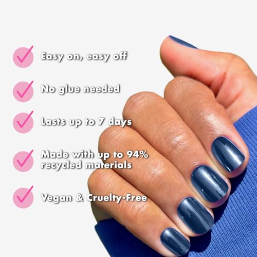 Olive & June Effects Super Stick Mani Press On Nails | Extra Short Round | No Glue Needed | 32 Tab Nails in 16 Sizes | Non-Toxic Tabs | Easy On-Off Non-Damaging Real Look | 7-Day Wear | Shacket Velvet