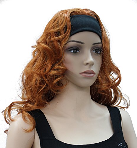 3/4 Band Headband wig Women's Fox Red Long Curly Wigs for Women ladies wigs Wiginway