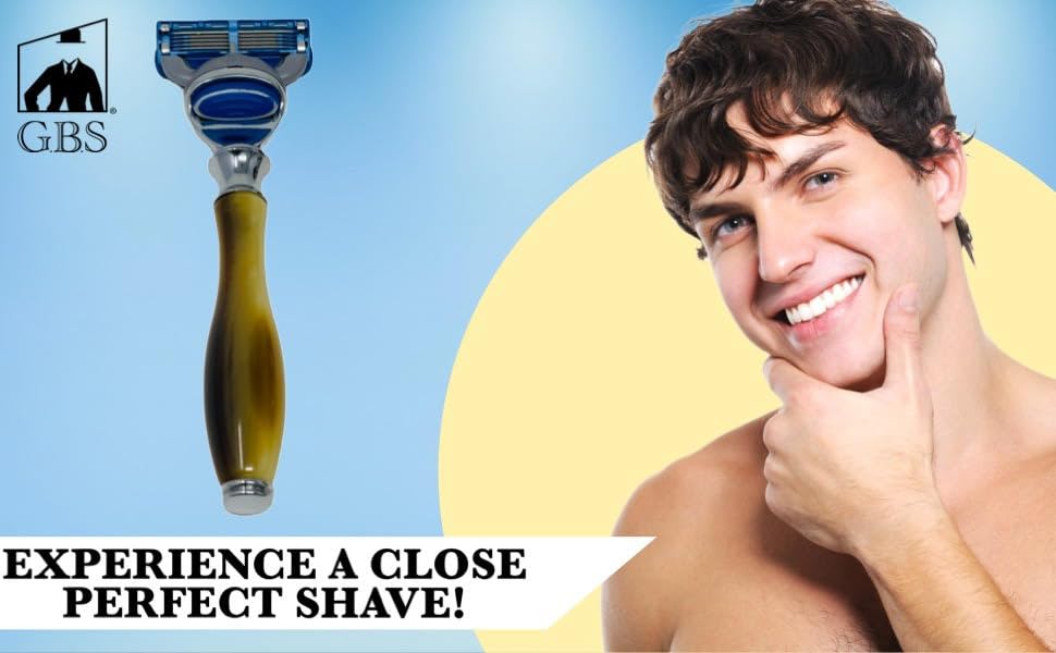 G.B.S 5 Blade Razor with Classic Horn Handle Christmas Gift Stocking Stuffer For Men