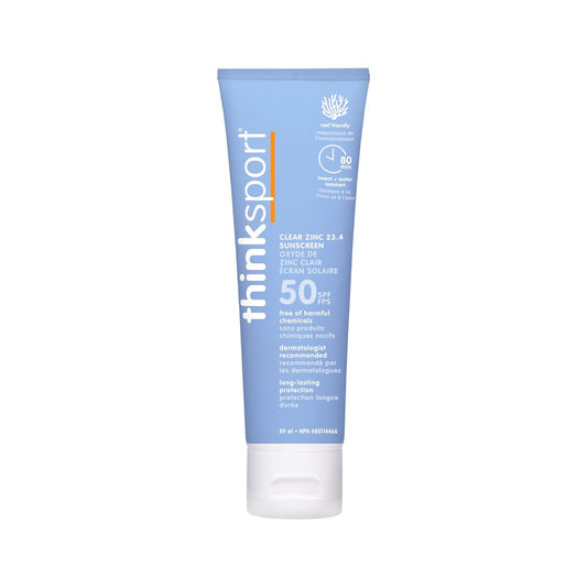 Thinksport SPF 50+ Mineral Sunscreen - Water Resistant, Broad Spectrum UVA/UVB Protection | 3 Fl Oz, Vegan & Reef Safe
