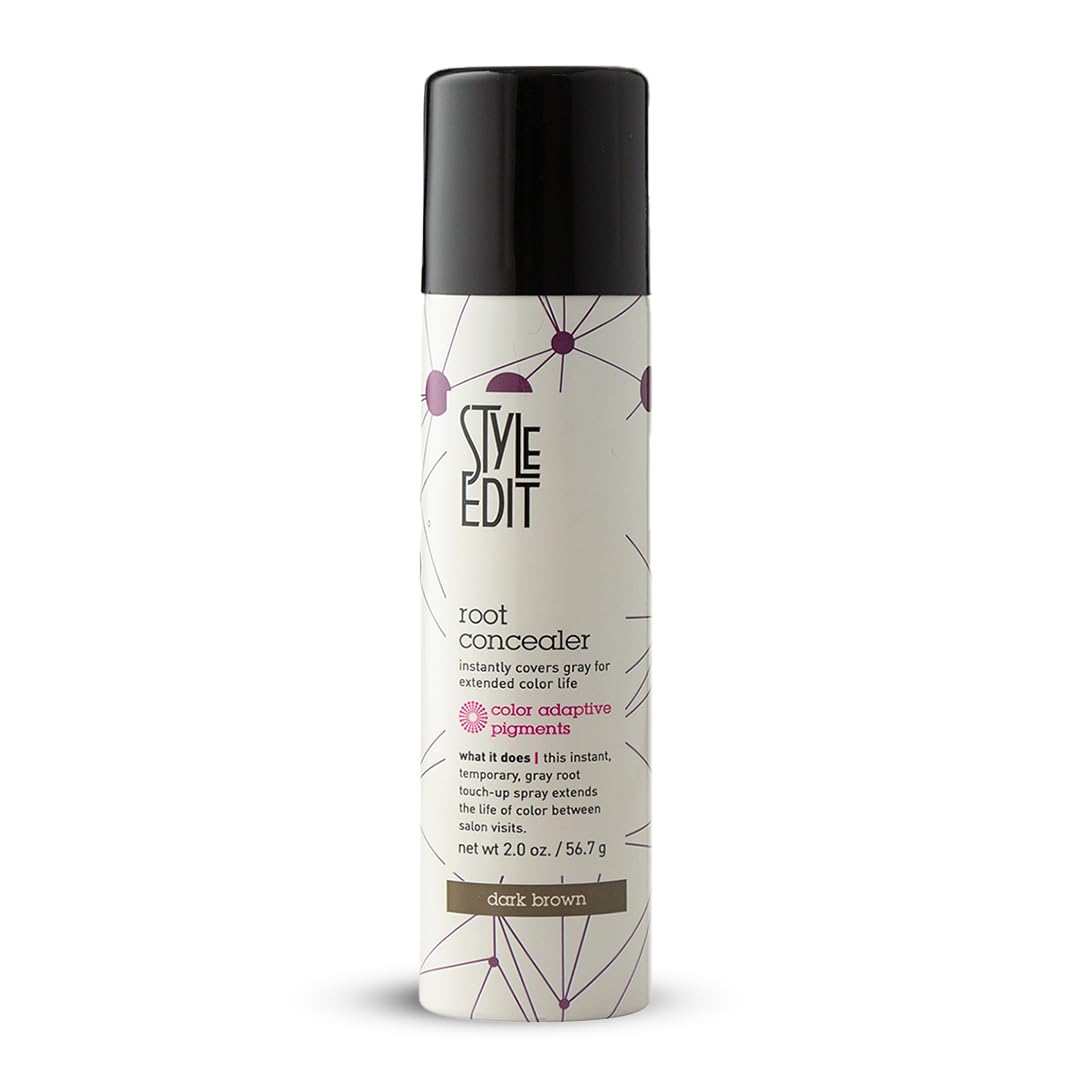 Style Edit Root Touch Up Spray - Temporary Dark Brown Hair Color for Gray Roots | Salon-Quality, Transfer-Resistant Concealer, 2 oz