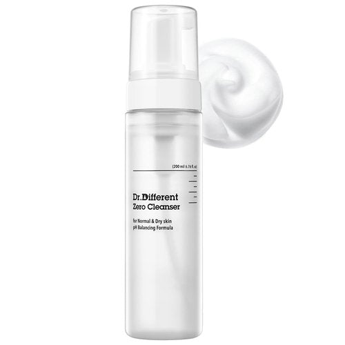 Dr.Different Zero Cleanser - Hypoallergenic pH 5.5 Foaming Face Cleanser with Hyaluronic Acid & Ceramide | 6.76 fl. oz.