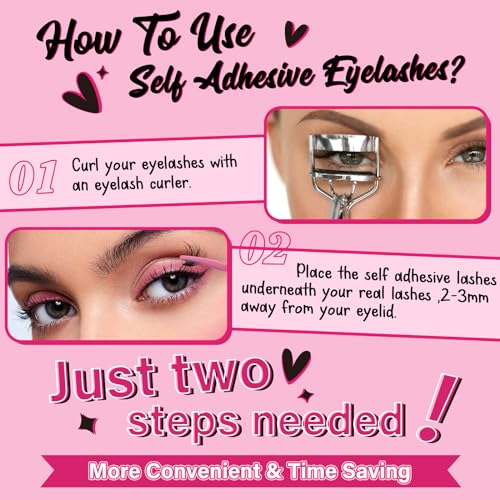 Self Adhesive Eyelashes 48Pcs Lash Clusters Self Stick Lashes Reusable Self-adhesive Lashes No Glue Cluster Lashes Easy for Use(Into You-01,D-10-18mix)