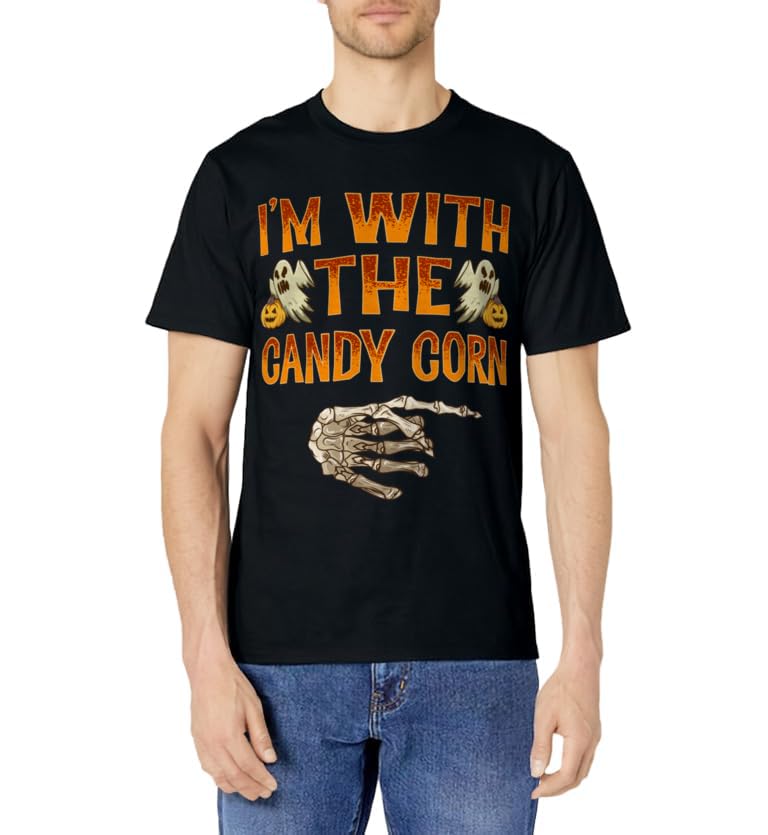 I'm With The Candy Corn Shirt Costume Funny Halloween Couple T-Shirt