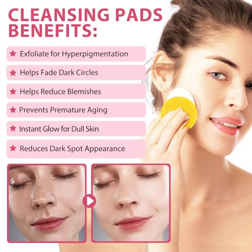 Turmeric Cleansing Pads, Kojic Acid & Turmeric Cleansing Pads,Turmeric Pads for Face Dark Spots, Curcumin Turmeric Cleansing Cotton Pads, Turmeric kojic pads, Turmeric Cleansing Pads for Face (40 PCS)