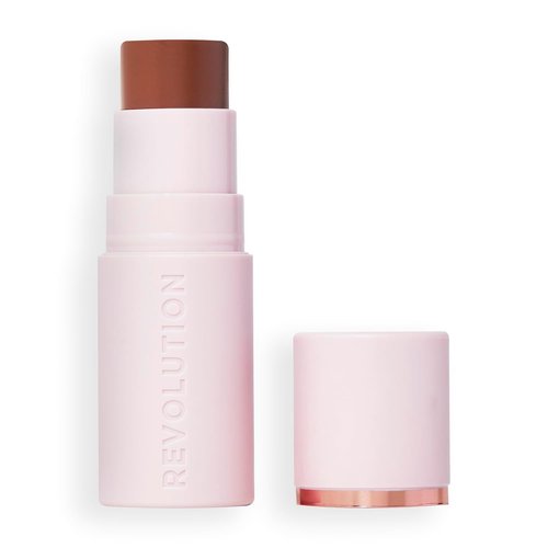 Revolution Beauty London Skin Silk Bronzer Stick - Buildable Cream-to-Powder Formula, Vegan, Tan Caramel, 0.15 oz