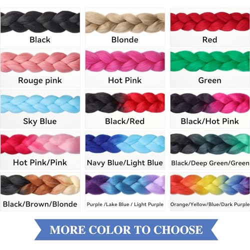 HAIRCUBE Red Braiding Hair 24 Inch 6 Packs Pre Stretched Box Braids Colorful Twist Braiding Hair Extensions Synthetic Crochet Braiding (Red)