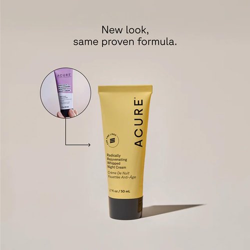 Acure Radically Rejuvenating Night Cream - Anti-Aging Peptide Face Moisturizer for All, Hydrating & Renewing, 1.7 fl oz (2 Pack)