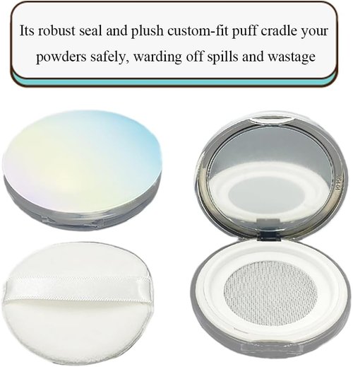 HAHIYO Travel Makeup Case - Refillable Cosmetic Jar with Holographic Lid & Mirror | 2-Pack, 5ml/0.2oz