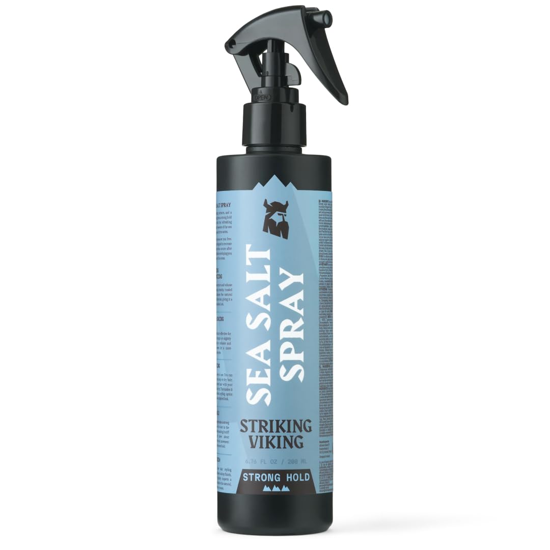 Striking Viking Sea Salt Spray for Men - Strong Hold Ocean Texture Mist | 6.76 Fl Oz, Blue Ocean Scent