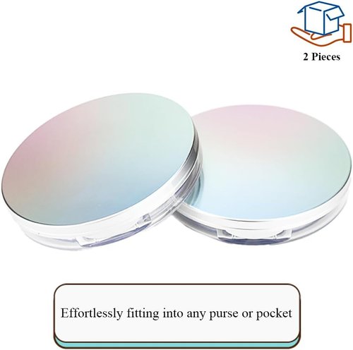 HAHIYO Travel Makeup Case - Refillable Cosmetic Jar with Holographic Lid & Mirror | 2-Pack, 5ml/0.2oz