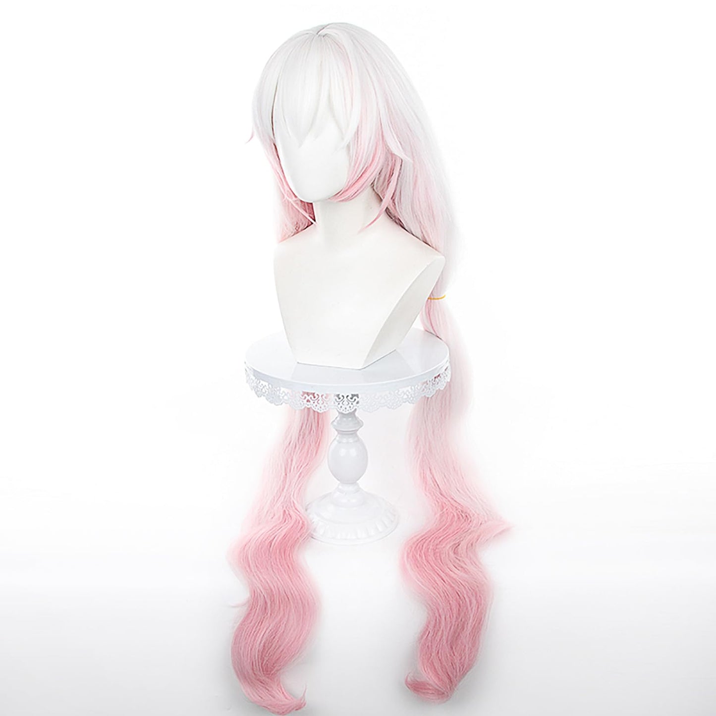 XiongXiongLe Honkai Star Rail Theresa Apocalypse Cosplay Wig Middle Long Curly White Pink Gradient Hair Wigs for Women Girls Cos Anime Game Party Halloween Christmas(Theresa Apocalypse)