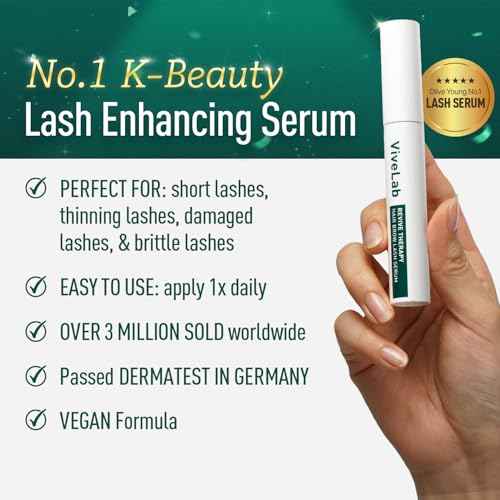 Biotin Lash Serum - Eyelash and Eyebrow Growth Serum for Thicker, Fuller Lashes and Brows, Korean Dermatologist-Developed, 0.35oz
