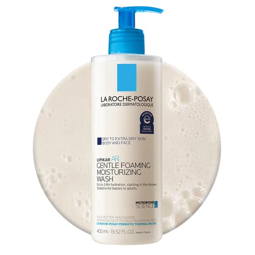 La Roche-Posay Lipikar AP+ Foaming Body Wash - Gentle Moisturizer with Shea Butter & Niacinamide for Dry Skin