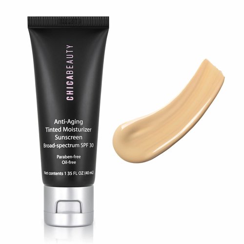 Chica Beauty 3-in-1 Tinted Face Moisturizer - Anti-Aging Antioxidants & SPF 30 - Light, Oil-Free, Vegan