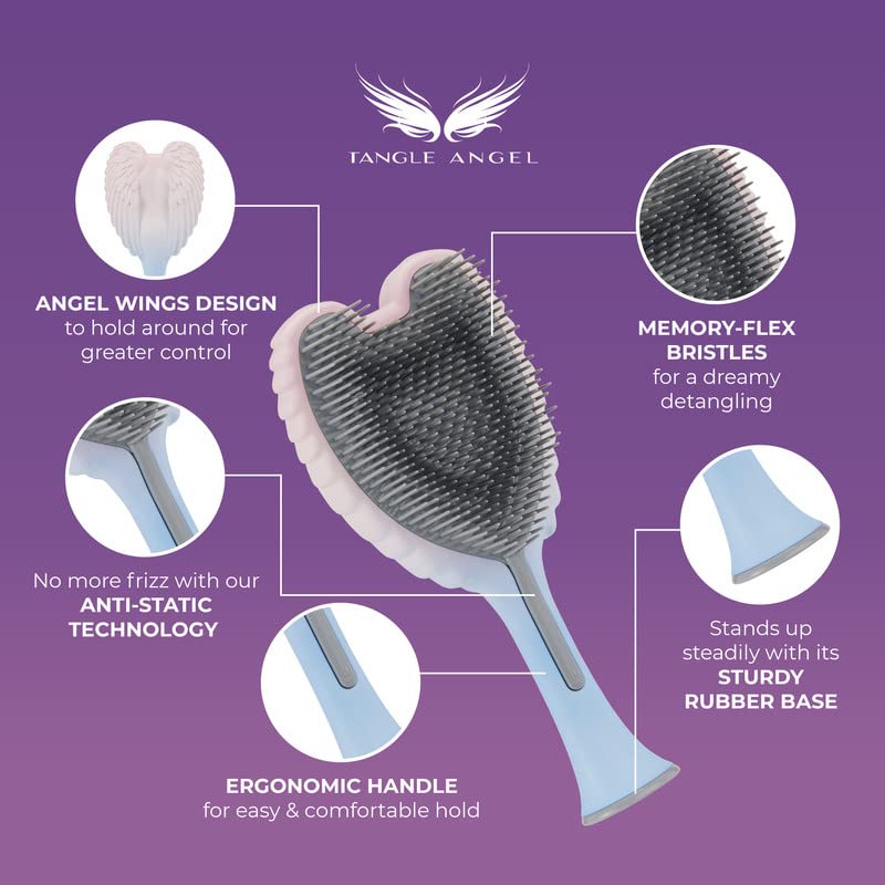 Tangle Angel Detangling Hair Brush - Anti-Static Wing Design for Effortless Styling | Gloss Pink
