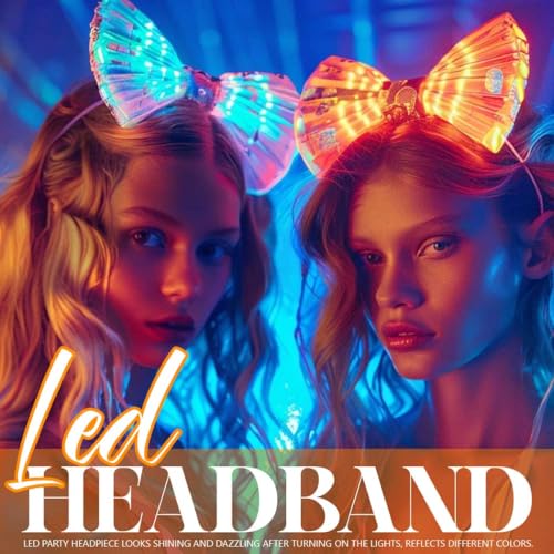 Zoestar Light Up Star Headband Led Glowing Hair Bands Party Rave Disco Hair Accessories for Women