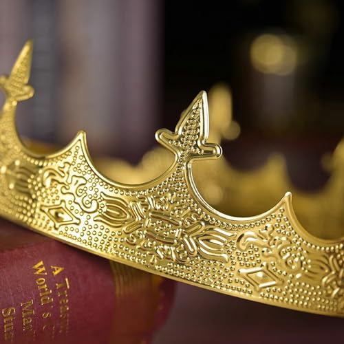 Generic King Crowns Metal Hair Band for Men Gold Crowns and Tiara for Theme Birthday Party Costume Accessories (Gold)